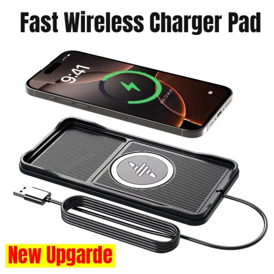 VIKEFON Car Wireless Charger Pad Base USB Cable for iPhone 17-12 Pro Max Samsung Xiaomi Airpods Pro 2 LG Fast Charging Station