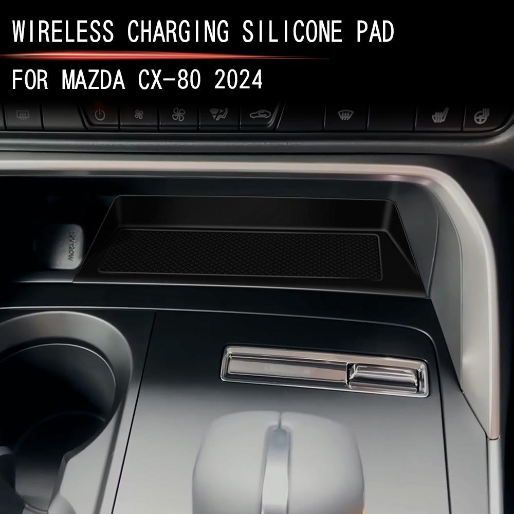 Central Control Protection Silicone Mat Wireless Charging Phone Anti-Slip Pad for Mazda CX-60 CX60 CX-80 CX80 Interior Decor